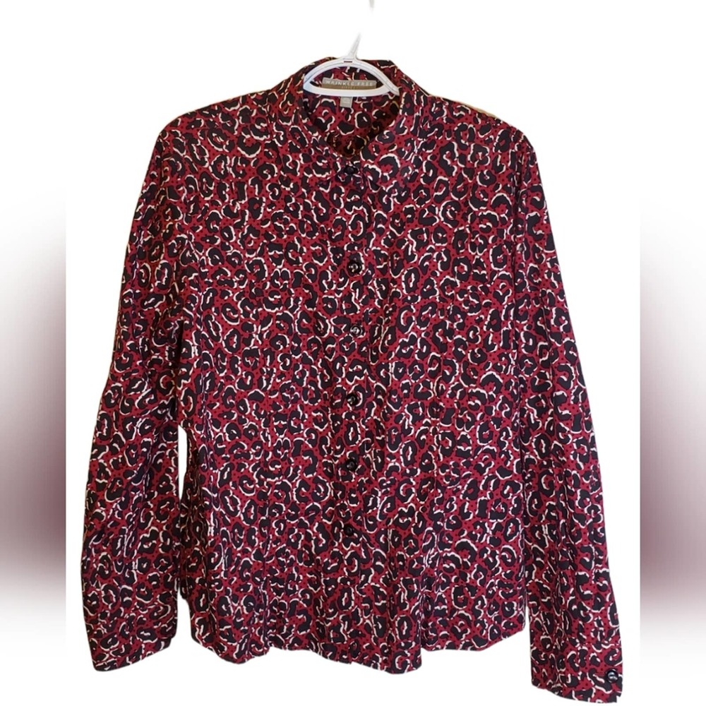 Foxcroft Button Down Women's Top - Red black/white - PLUS SIZE 16